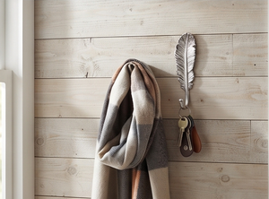 Premium Silver Feather Wall <b>Hook</b> Metal Vintage Style Single <b>Hook</b> For Clothing Storage Drill Installation Stylish Home Accent - Product Image 3