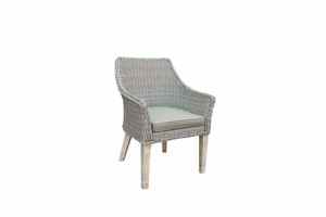 Modern Rattan Dining Set with Solid Back Chairs and Wooden <b>Table</b> for Villa Outdoor Use 6 Piece Contemporary Design - Product Image 3