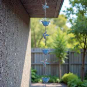 Chaîne de pluie en métal d'inspiration japonaise pour jardin zen - Product Image 5
