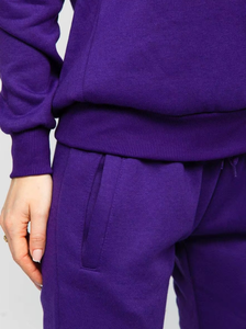 Conjunto Deportivo de Mujer, Ecológico, 100% Algodón, Felpa Gruesa, Corte Holgado, Largo hasta el Tobillo, con Bloques de Color, Sudadera con Capucha y Pantalones Deportivos - Product Image 5