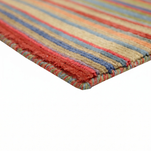 Alfombra de área gruesa, ecológica, antideslizante, de lana, con rayas horizontales multicolor personalizadas, para sala de estar, hotel, villa - Product Image 6