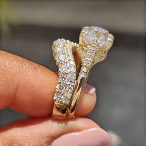 Round Cut Diamond Yellow Gold Ring with Side <b>Stones</b> Elegant and Timeless Design Sparkling Fine Jewelry Engagement or Gift Ring - Product Image 3