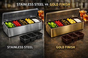 Custom Logo Stainless Steel Condiment Caddy 6 Compartment <b>Bar</b> <b>Tools</b> Cocktail Garnish Holder Modern Reusable - Product Image 6