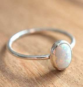 Sterling <b>Silver</b> Opal <b>Ring</b> October Birthstone <b>Stacking</b> <b>Ring</b> Minimalist Jewelry Women <b>Ring</b> Wholesale Supplier - Product Image 4