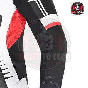 Combinaison de moto Alpinestar Racing Gear, en cuir noir, blanc et rouge, certifiée CE, taille plus, haute performance, protection, coupe ajustée - Product Image 4