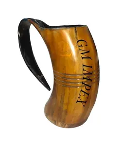 Kualitas terbaik Mug tanduk kerbau tanduk minum tanduk India Viking mug tanduk Tankard untuk klub pesta Mug bir oleh gm impex