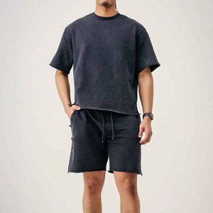 Best Men's Outdoor Summer Wear Set Breathable Light <b>weight</b> Terry Printed T-Shirt & Shorts with <b>Stand</b> Collar Printed Design - Product Image 4