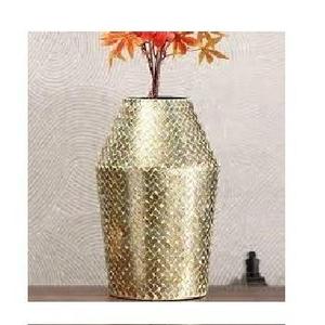 Fabulous Contemporary Brass Tabletop <b>Vase</b> Handmade Metal <b>Mosaic</b> Design Decorative for Home - Product Image 1