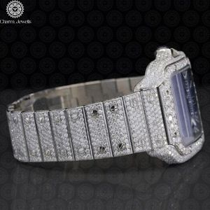 Charm Jewells Montre de luxe en acier inoxydable, cadran analogique carré, mouvement à quartz, cristal saphir, unisexe, 38 mm - Product Image 2