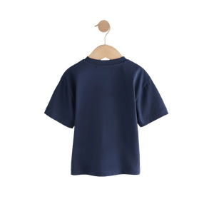 Camiseta de Manga Corta con Cuello Redondo Azul Marino para Hombre, 100% Algodón, Corte Regular, Color Sólido Informal, Tejido de Punto - Product Image 4