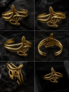 Bracelet de mariage ajustable pour femme en laiton plaqué or, style punk, motif serpent, SOUMYA CREATIONS - Product Image 2