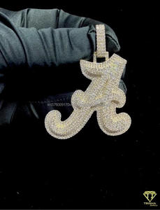 Luxury <b>Initial</b> " A " Pendant Full Iced Out Moissanite Diamond Hip Hop Chain <b>Necklace</b> - Product Image 5