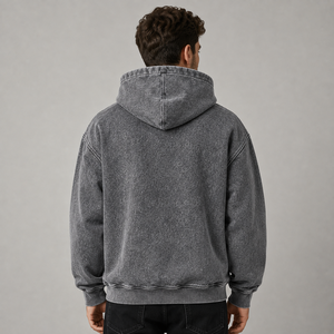 Sweat à capuche oversize pour homme, vintage, délavé à l'acide, en coton épais, broderie personnalisée, streetwear, pull décontracté tendance, vente en gros - Product Image 3