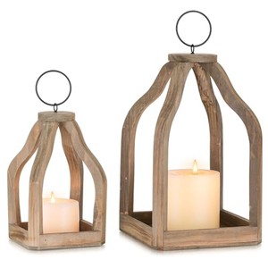 Porte-bougie rustique en bois de pin avec insert en verre - Décoration artisanale pour la maison - Vente en gros - Product Image 2