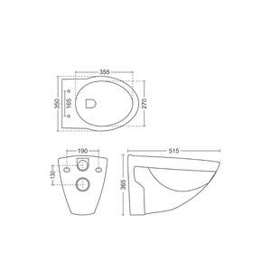 Inodoro suspendido de pared de diseño moderno y exclusivo, en cerámica blanca, 515x350x365mm, sanitario para baño de uso comercial. - Product Image 6
