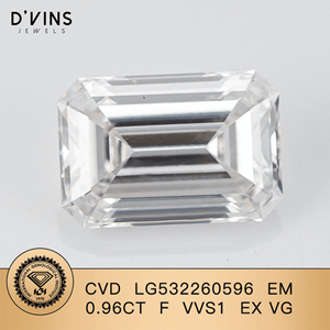Diamante Cultivado en Laboratorio D'vins Jewels de Alta Calidad, Corte Esmeralda, 0.96ct, Claridad F VVS1, Color D - Product Image 2