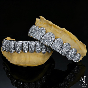 Grillz personnalisés en argent 925 avec moissanite, ensemble complet, style Hip Hop, grillz dentaires, coupe brillant rond, plaqué rhodium, bijoux corporels certifiés IGI - Product Image 6
