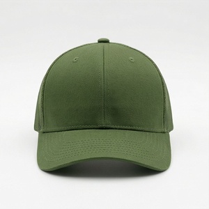 Green 6-Panel Trucker Cap Mesh Fabric Adjustable Brim Unisex Casual <b>Hat</b> Spring <b>Summer</b> Style - Product Image 1