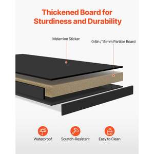 2-Tier 37.2\" X 9.5\" X 28.9\" Black Wood Desktop Bookshelf Organizer Anti-Slip Feet Pads <b>Office</b> Home Storage Rack Display <b>Shelf</b> - Product Image 4