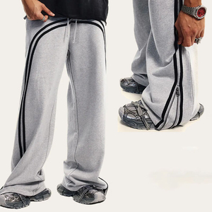 Oversized Track Wide Leg Flare Stacked Sweatpants Men's <b>Elastic</b> Waist 100% Cotton Waterproof Breathable Custom Wash - Product Image 3