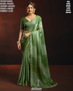 Elegant Pink <b>Satin</b> <b>Saree</b> With Beaded Work Floor Length Wedding Wear For Women SL000106 - Product Image 3