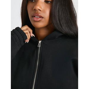 Sudadera con capucha para mujer personalizada, duradera, de moda de invierno, con hombros caídos, 400 GSM, al por mayor, talla de EE. UU., antiarrugas, ropa deportiva, chaqueta corta con capucha - Product Image 2