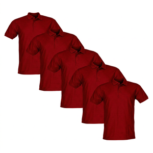 เสื้อโปโลแขนสั้นสีดำสำหรับผู้ชาย ทรงปกติ ผ้าถัก สีพื้น สไตล์ลำลอง ดีไซน์ติดกระดุม - Product Image 3