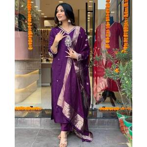 Party Wear Look XL Size Top Bottom y Dupatta Set con bordado - Product Image 2