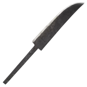 Lame de couteau en acier au carbone noir avec bord de coupe argenté, lame incurvée et pointue, et queue allongée pour la fabrication de manches personnalisés - Product Image 3