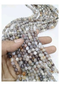 Perles d'agate naturelle du Botswana polies, rondes, en vrac, pour la fabrication et la conception de bijoux DIY, brin complet - Product Image 2