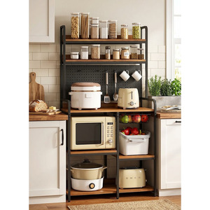 Multifunctional Kitchen Storage <b>Rack</b> With 5 Tiers Wood Shelves Wooden Kitchen Storage Cabinet - Product Image 3