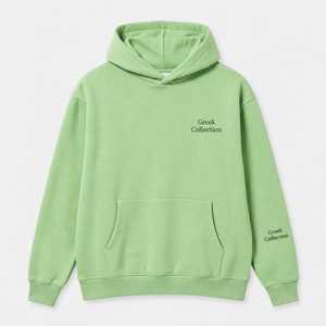 Men's green <b>Hooded</b> Sweatshirt Regular Fit Solid Color Casual Long Sleeve Knitted Cotton Pullover Autumn Style 100% cotton <b>fleece</b> - Product Image 1
