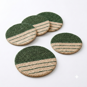 Juego de posavasos de hierba marina tejidos a mano, estilo nórdico, con rayas, decorativos para mesa, para botellas de cerveza y vino. - Product Image 4