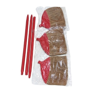 Balai en fibre de coco écologique et durable avec manche en plastique, style classique, hauteur 25-34 pouces, poils doux pour le nettoyage des sols domestiques - Product Image 2