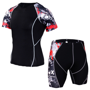 Ensemble de vêtements de sport MMA pour adultes personnalisés, t-shirt de compression, short, extensible, séchage rapide, respirant, pour l'entraînement - Product Image 6