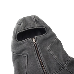 Sweat-shirt à capuche pour homme de haute qualité, noir, gris, masque, fermeture éclair, streetwear, surdimensionné, hip-hop, imprimé, broderie, multi-coutures - Product Image 3