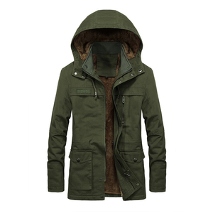 <b>Men's</b> <b>Black</b> Winter Parka <b>Long</b> <b>Coat</b> Hooded Faux Fur Lining Windproof Jacket - Product Image 2