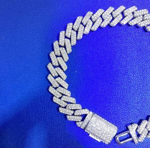 Moissanite Miami Cuban Link Bracelet 925 Sterling Silver Gold Plated Iced Lovers Hip Hop Luxury Jewelry for <b>Men</b> Women Party Gift - Product Image 3