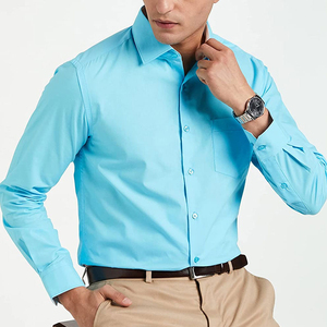 Chemise Homme Tissée Unie Classique à Manches Longues Coupe Slim Tendance en Polyester/Coton Anti-Plis Col Montant Qualité Supérieure - Product Image 4