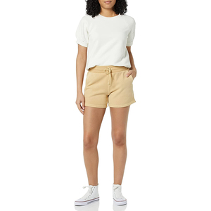 Shorts Casuales de Mujer, Cintura Media, Cordón Ajustable, Color Sólido, Bolsillos, Poliéster/Algodón, Transpirables, Tejido, Corte Regular, con Botones - Product Image 1