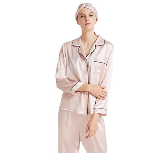 Conjunto de Pijama para Mujer, Color Rosa, Satinado, Transpirable, de Secado Rápido, Suave, con Logotipo Frontal, Manga Larga, Cierre de Botones, Sedoso, 100% Algodón, 300g - Product Image 2
