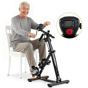 Pedaliera per Esercizi a Basso Impatto per Anziani, Macchina Fitness Multifunzionale con Massaggio Mani/Piedi, Nero e Arancione - Product Image 1