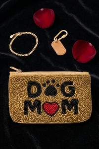Beaded Dog Mom Coin Purse With Heart And Paw Print Zipper Closure <b>Mini</b> Women's Handmade Beaded Wallet - Product Image 3