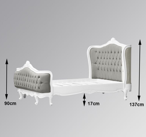 Cama King Size Tapizada en Azul Clásico de Lujo Europeo con Cabecera Acolchada de Madera de Caoba, Ensamblada - Product Image 4