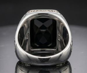 Men's 925 Sterling Silver Two Tone Plated 10x16mm Rectangle Shape Black Onyx Gemstone Signet <b>Ring</b> Everyday Wear <b>Fine</b> Jewelry - Product Image 3