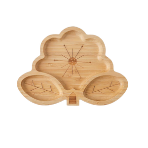 Assiette d'alimentation pour enfants en bambou écologique, motif nuage arc-en-ciel, avec compartiments, ventouse, pour bébé, vaisselle de qualité alimentaire pour tout-petits - Product Image 4