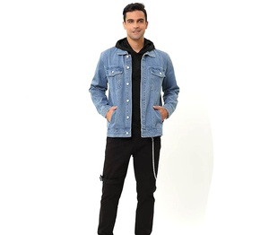 Veste en jean d'hiver pour homme, boutonnée sur le devant, 100% coton, coupe-vent, respirante, vêtements de travail décontractés, logo personnalisé OEM - Product Image 2