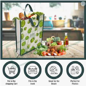 กระเป๋าผ้าแคนวาสทนทานสำหรับซื้อของในตลาด พร้อมหูหิ้วเสริมความแข็งแรง ใช้ซ้ำได้สำหรับใส่ของชำ นม ผลไม้ และผัก - Product Image 5