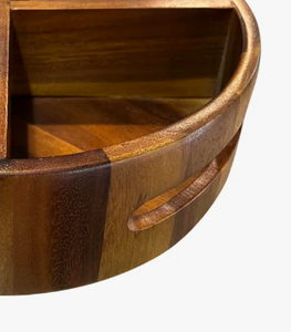 Bandeja Giratoria Redonda de Madera de Acacia, Organizador Giratorio de Almacenamiento, Bandeja Dividida en Múltiples Secciones, Lazy Susan de Acacia - Product Image 3
