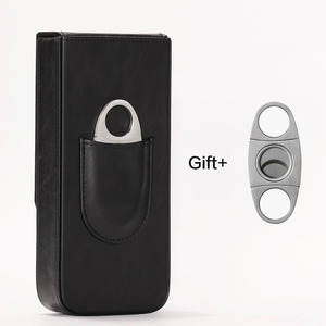 Estuche de puros de cuero premium con cortador integrado, de cuero genuino, para mayor comodidad en viajes, a bajo precio. - Product Image 4